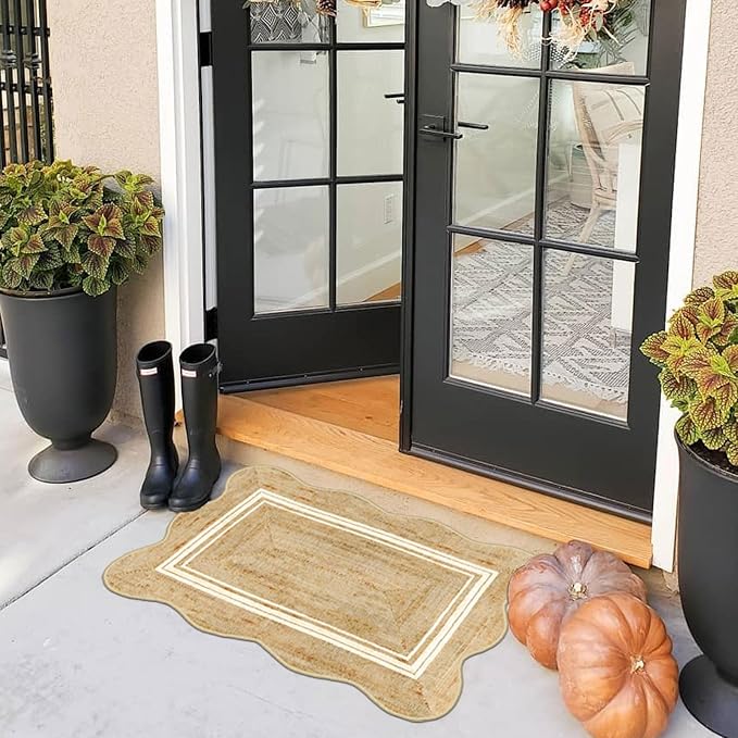 Front Door Rug - 2x3 Jute-Look Doormat Indoor Outdoor Entrance | Washable - Image 9