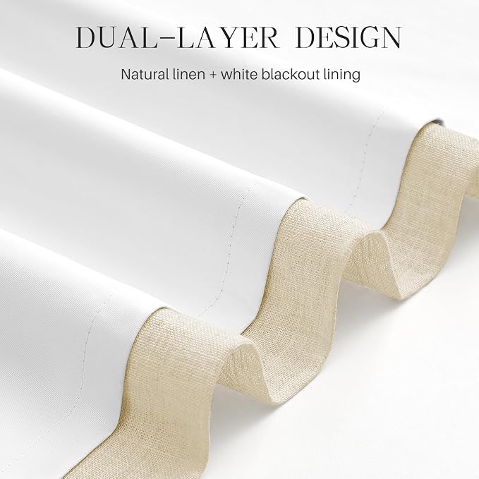 Pinch Pleated Linen Curtains 100% Blackout 102 Inches Long - Image 3