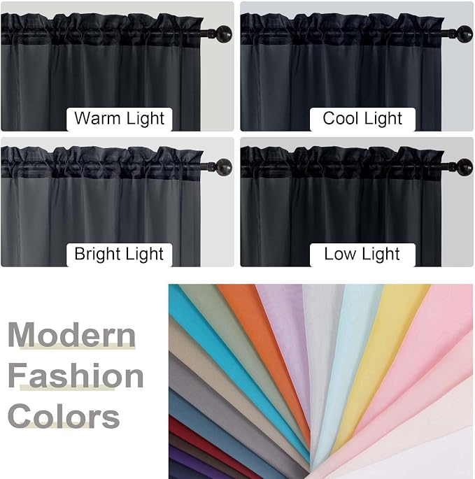 Black Sheer Curtains for Bedroom Living Room 96 Inches Long 2 Panels, Modern - Image 7