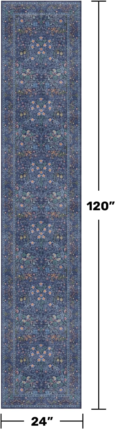 Non Slip 2x10 Dark Blue Hallway Runner - 10ft Long Runner Rugs - Image 2