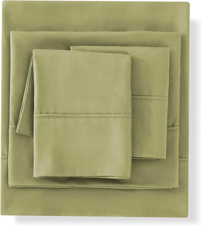 Sweet Home Collection 5 Piece Comforter Set Bag Solid Color All Season Soft Down Alternative Blanket & Luxurious Microfiber Bed Sheets, Sage, Twin