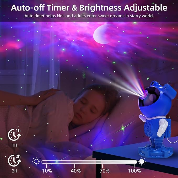Astronaut Galaxy Projector Night Light for Kids Room,Bedroom Decoration, LED Lights, Star Projector with Nebula Moon, Bluetooth, White Noise, Remote Control