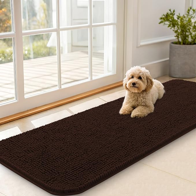 OLANLY Dog Door Mat for Muddy Paws 59x20, Super Absorbent Chenille Mud Mat | by OLANLY