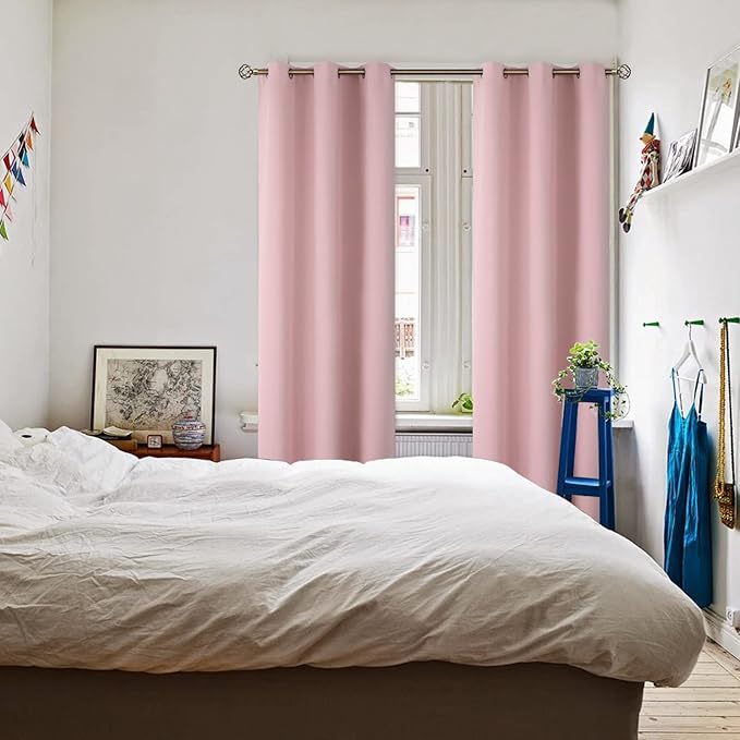 BGment Room Darkening Curtains 84 Inches Long - Grommet Thermal Insulated Drapes Window Treatment Curtains for Bedroom, 2 Panels, 42 x 84 Inch, Baby Pink
