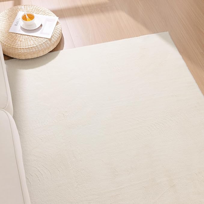 SHACOS Silky Soft Faux Rabbit Fur Area Rug 3'x5' Non Slip Washable Padded Throw - Image 9