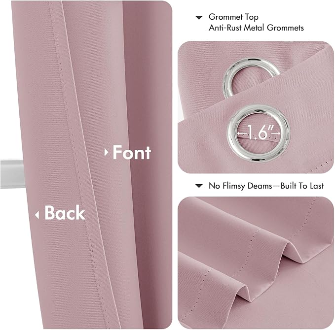 MIULEE Blackout Curtains for Bedroom 2 Panels 40 x 84 Inch Long Blush Pink | - Image 4