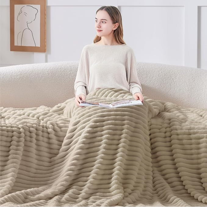 BEDELITE Striped Fleece Throw Blanket, Soft Cozy, Lightweight Warm, Machine - Image 3
