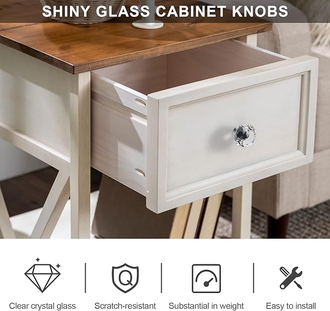 Alzassbg 6 Pack Clear Crystal with Chrome Plated Drawer Knobs, 1-1/5 Inch(30mm) Cabinet Knobs Round Diamond Crystal Knobs for Drawers AL1002CP