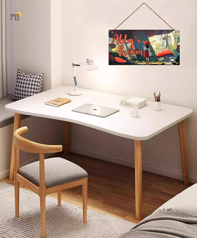 Personalized Girl Signs Dreamy Painting Decor For Kids Room Custom Name Mushroom Wall Door Decor For Girls Room Fantasy Floral Nursery Art Plate For Boys Bedroom Little Man Cave