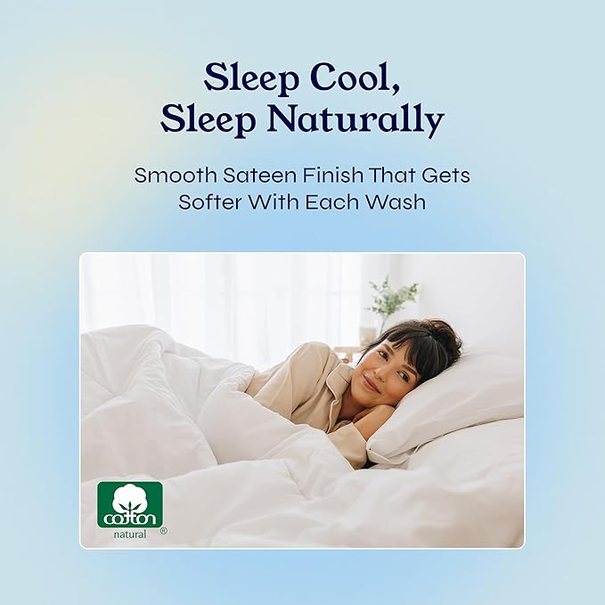 California Design Den Striped Full Size Bed Sheets Set - Soft 400 Thread Count Sateen, Natural 100% Cotton Sheets Set with Deep Pockets, Breathable, Cooling and Durable Bedding - Striped White