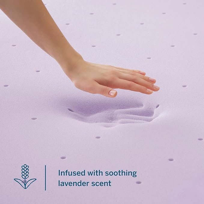 LUCID 3 Inch Lavender Infused Memory Foam Mattress Topper, Twin Size – Ventilated Design – Pressure Relieving Bed Topper - Mattress Pad – CertiPur Certified
