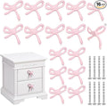 16 Pcs Bow Knobs for Dresser Matel Bow Drawer Knobs Vintage Dresser Handles Cabinet Drawer Pulls for Home Bedroom Kitchen Cabinets Hardware Cupboard (Pink,Classic Style)