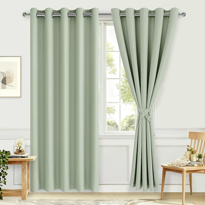 Blackout Curtains for Bedroom, 60 x 84 Inches Long, Seafoam Green | Thermal - Image 8