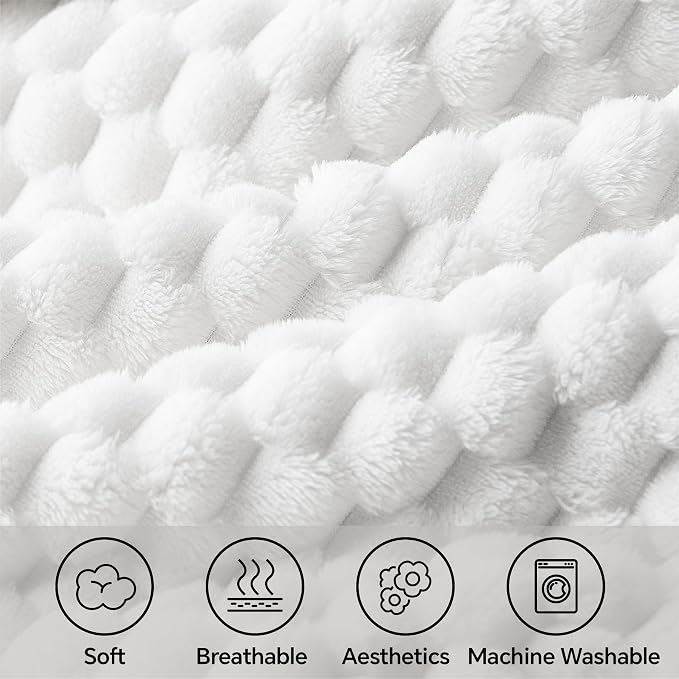 BEDELITE White Queen Blanket for Bed, Soft Cozy Gifts for Women, 90 * 90 | 3D - Image 4