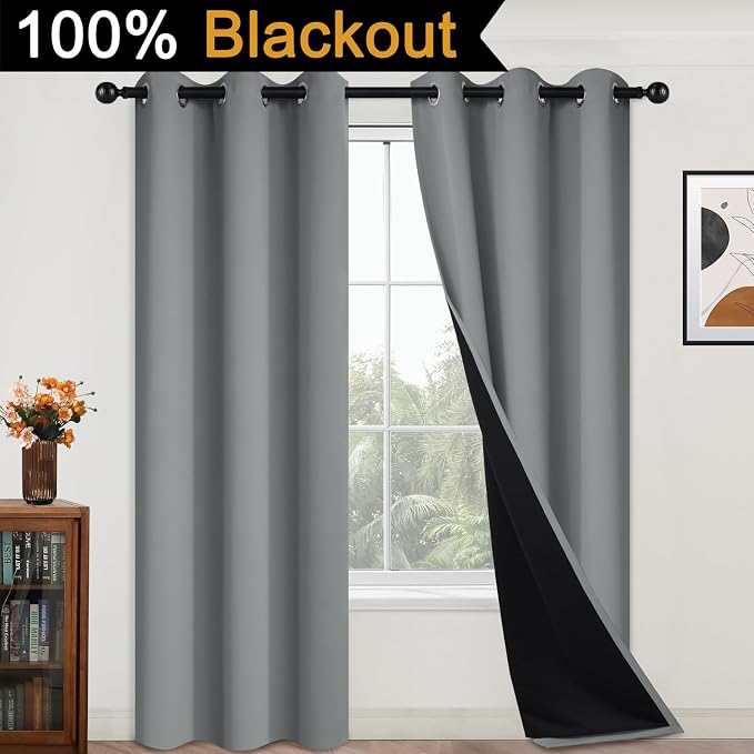 Yakamok Dove Grey 100% Blackout Curtains 84 Inches Long 42" Wide 2 Panel | - Image 2
