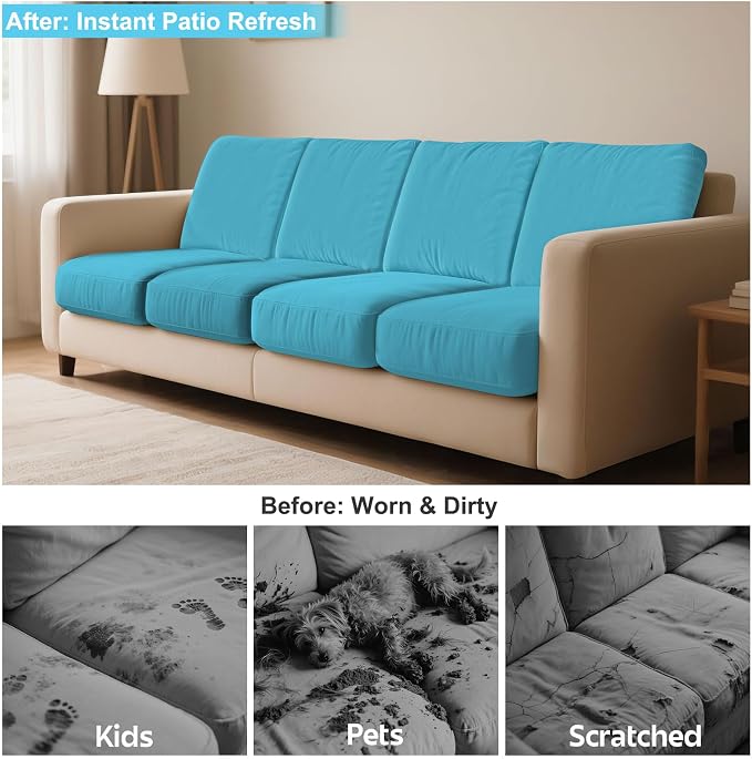 8Pcs Patio Cushion Covers Stretch Outdoor Furniture Protector Slipcovers | - Image 8