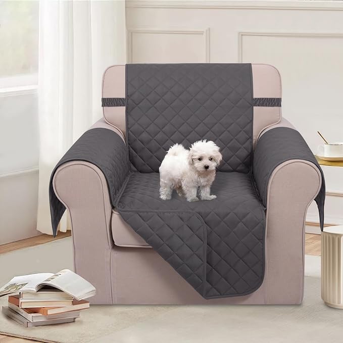 U-NICE HOME Reversible Recliner Chair Covers, Dark Grey | 23''Armchair Cover - Image 2