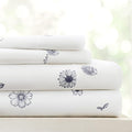 Linen Market 4 Piece King Sheet Set - Breathable, Double-Brushed Patterned Cooling Sheets – Oeko-TEX Certified Ultra Soft & Wrinkle-Free 16" Deep-Pocket King Sheets - Easy Care Indigo Flowers Navy