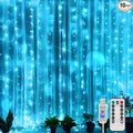 suddus Curtain Lights for Bedroom, 200 Led 6.5ft x 6.5ft Hanging String Lights Outdoor, Fairy Curtain Lights for Backdrop, Window, Wall, Wedding, Party, Garden, Porch, Birthday Decor Aqua