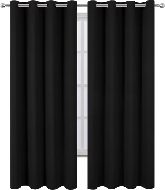 Blackout Curtains 52 x 108 inch/Black Curtains Set of 2 Panels/Thermal - Image 2