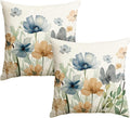AVOIN colorlife Poppy Chinoiserie Flowers Pillow Covers 18x18 Inch Set of 2 | by AVOINcolorlife