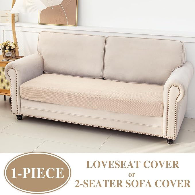 LA MEACK Couch Cushion Cover Loveseat Cover or 2 Seat Sofa Cover Washable - Image 2