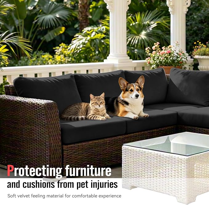 8Pcs Outdoor Cushion Covers, Stretch Patio Furniture Couch Chair Slipcovers | - Image 6