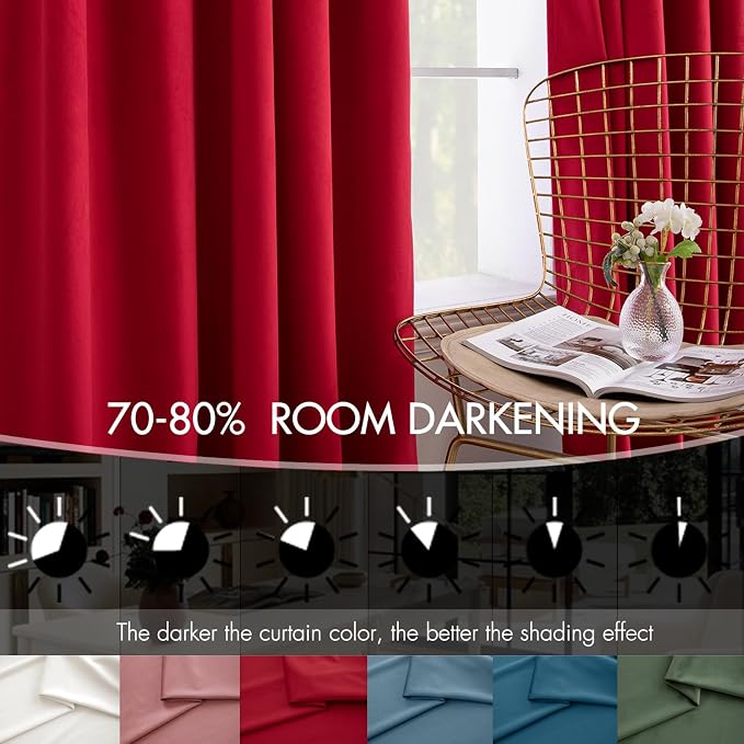 MIULEE Velvet Curtains 50W x 84L 2 Panels Red Blackout Curtains | Luxury velvet - Image 4