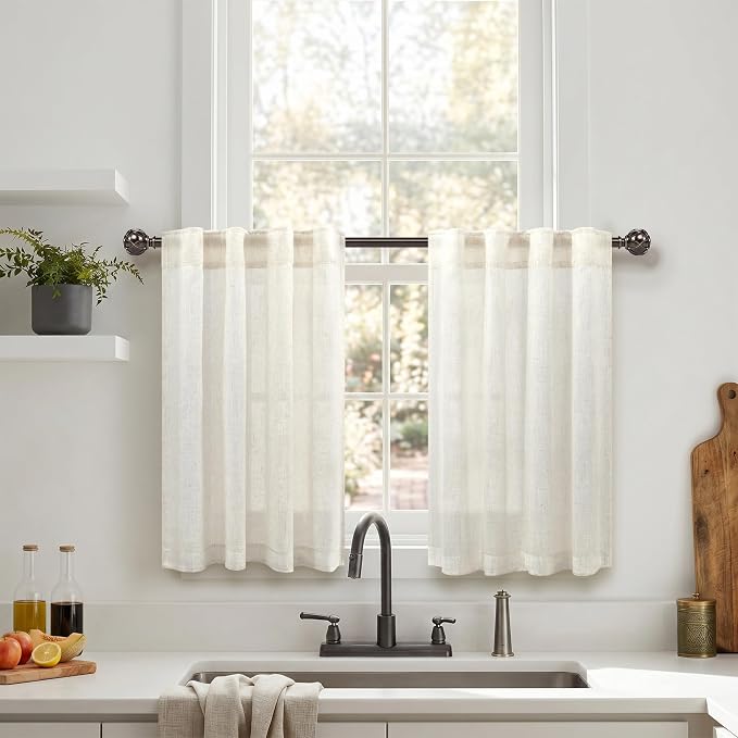 Pitalk 24 Inch Cafe Linen Curtains by Pitalk