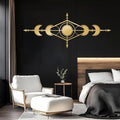 Hfrolixit Moon Phase Metal Wall Decor, Boho Moon Metal Wall Art, Celestial Wall Decor, Scandinavian Natural Wall Art, Astrology Wall Hanging (Gold, 59"x24"/150x60cm)