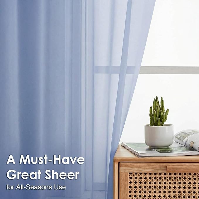 Sheer Curtains 84 Inches Long 2 Panels Set, Light Filtering Transparent - Image 2