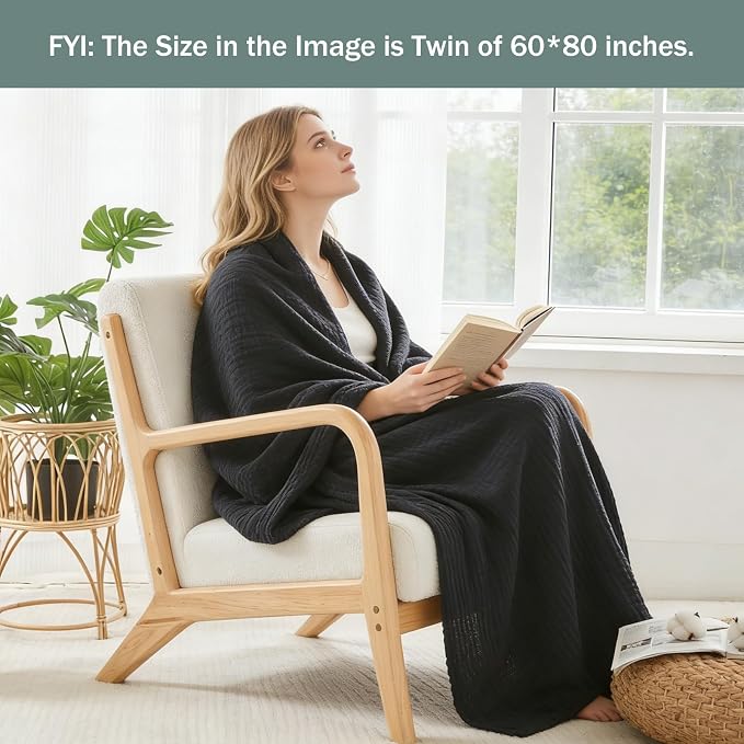 EMME Muslin Blankets for Adults Throw Blanket for Couch Breathable Gauze Soft - Image 6