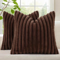 decorUhome Fall Faux Fur Throw Pillow Covers 26x26 Set of 2 Dark Brown | by decorUhome