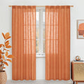 Burnt Orange Linen Boho Curtains 80 inch Length 2 Panels by LAMIT