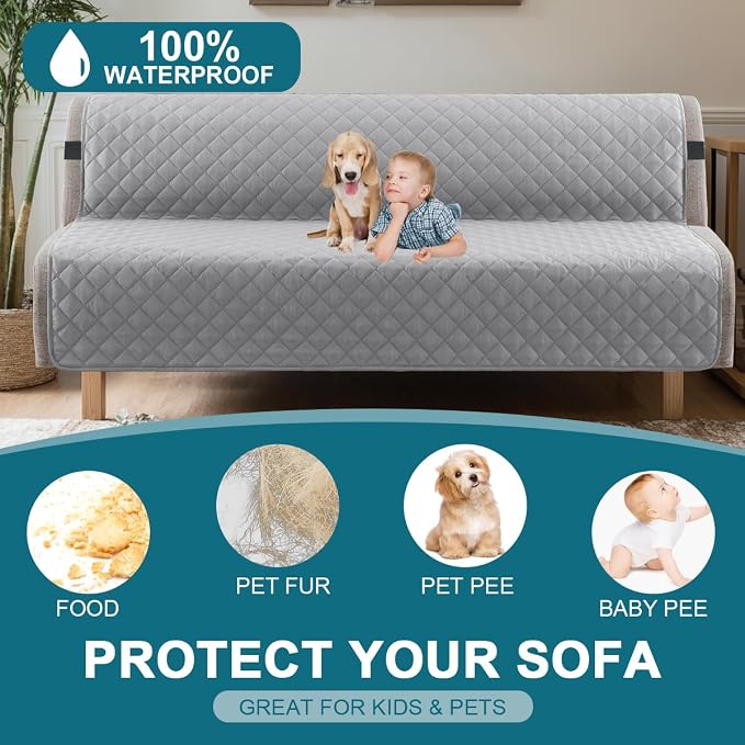 Turquoize 100% Waterproof Futon Cover Futon Slipcover Washable Armless Sofa Bed - Image 2