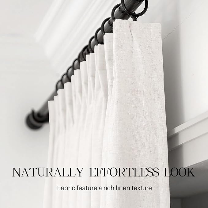 Pinch Pleated Linen Curtains 100% Blackout 108 Inches Long - Image 5