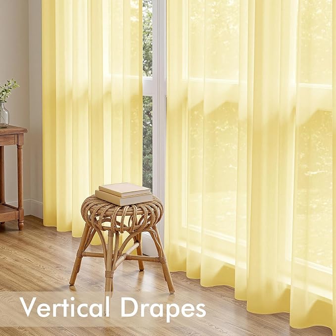 MIULEE Yellow Sheer Curtains 108 Inches Long 4 Panels 42 x 108 Inches | Light - Image 5