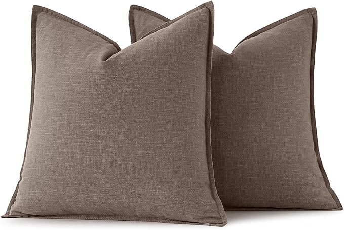 MIULEE Decorative Linen Pillow Covers 18x18 Inch Malt Ball | Boho Farmhouse​ - Image 6