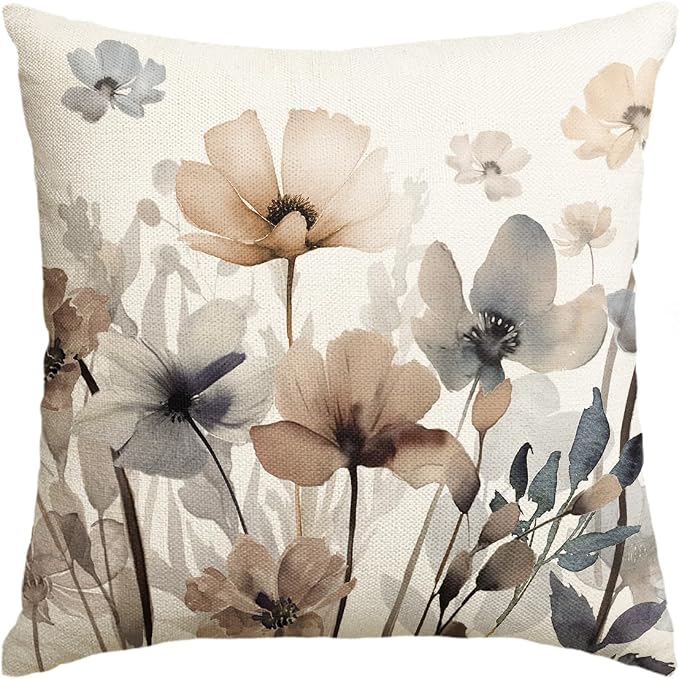 AVOIN colorlife Poppy Flowers Chinoiserie Fall Throw Pillow Cover, 18 x 18 Inch by AVOINcolorlife
