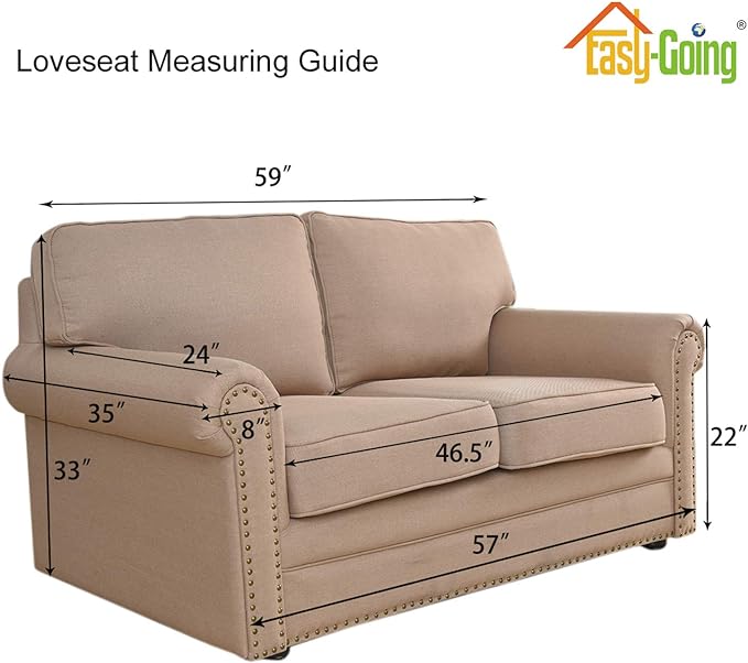 Easy-Going Stretch Loveseat Couch Covers Washable Golden | 1-Piece Loveseat - Image 7