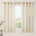 Beige 60 Inches Long Linen Curtains by LAMIT
