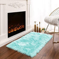 Latepis Light Blue Small Fluffy Rugs 2x3 Teal Faux Sheepskin Fur Rug by Latepis