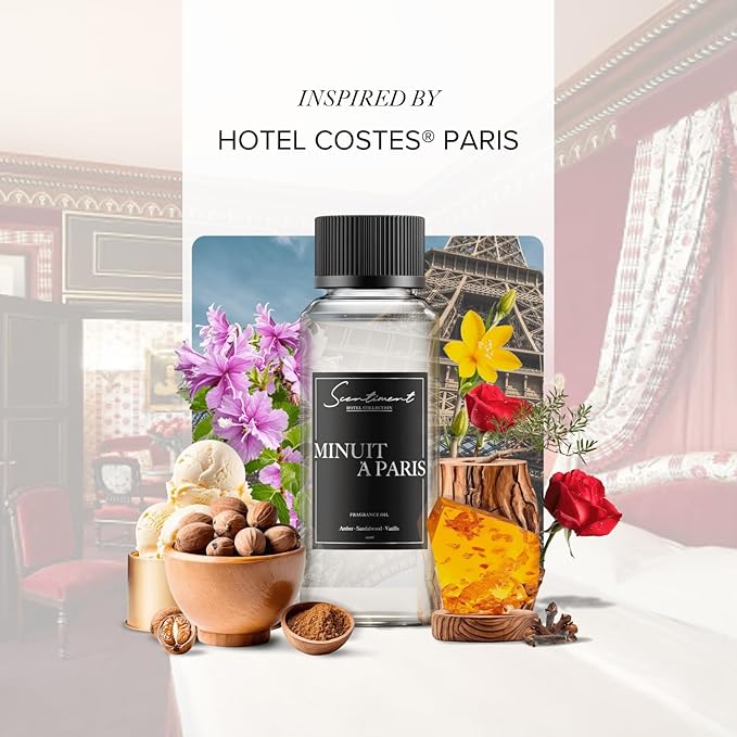 Scentiment Diffuser Oil - Minuit à Paris | Aromatherapy Home Fragrance | Inspired by Luxury Five Star Hotel Scents | Luxurious Scent with Notes of Amber, Sandalwood, Vanilla (20 mL)