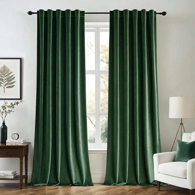 MIULEE Velvet Curtains 52x96 inches 2 Panels Hunter Green Blackout Curtains | by MIULEE