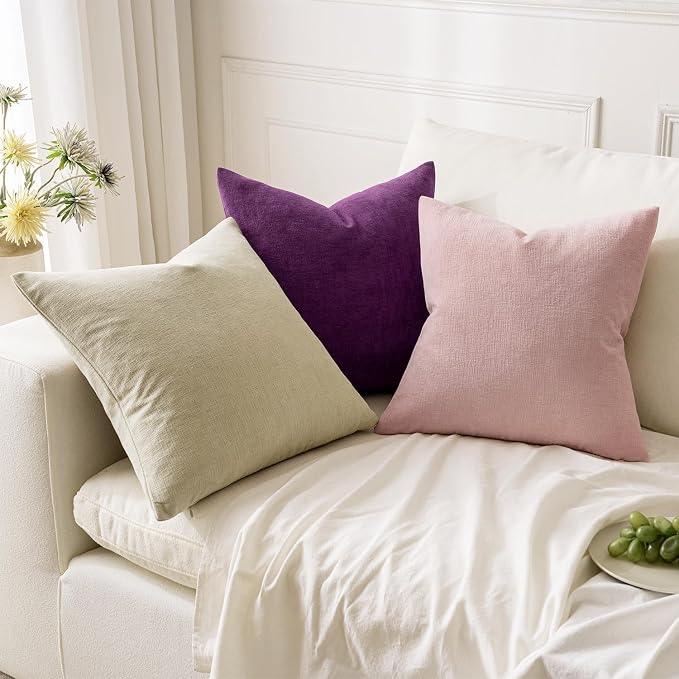 MIULEE Pink Chenille Couch Throw Pillow Covers, 20x20 | Set of 2, Valentine - Image 5