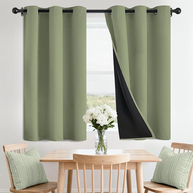 SimpleHome Sage 100% Blackout Curtains Room Darkening Living Room 36 Inch | by SimpleHome