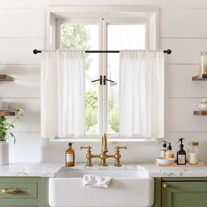 BGment Linen Cafe Curtains, 30 Inch Long Drapes by BGment