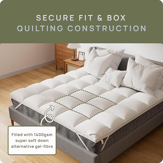 Extra Thick Fitted Mattress Topper - California King Size | Soft & Cooling Pillow Top Mattress Pad & Protector | Bed Topper for Back Pain, Straps Stretch 6" to 22" Deep