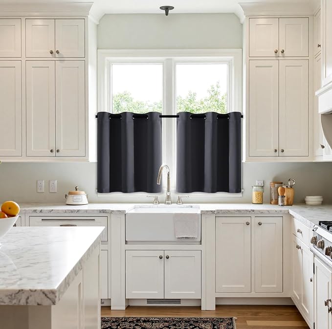 MIULEE Blackout Curtains for Bedroom 2 Panels 40 x 36 Inch Long Dark Grey | - Image 2