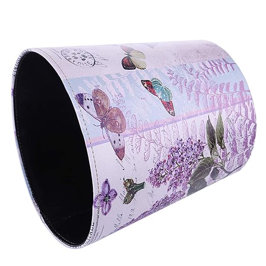 10L/2.64 Gallon Trash Can Waterproof PU Leather Flowers Pattern Wastebasket Paper Basket Dustbin Garbage Bin - (Type 7)
